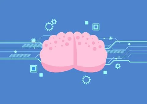 Artificial intelligence digital brain technology and engineering concept Stock Illustration