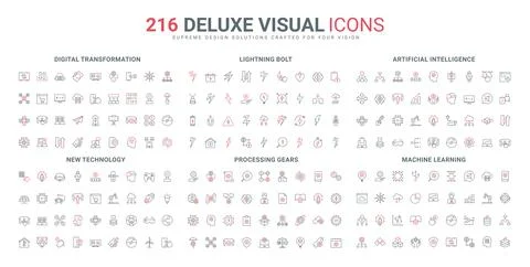 Artificial intelligence, digital data management and transformation, gear line Stock Illustration