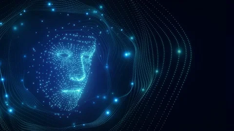 Artificial Intelligence Digital face with big data circle Stock Footage 232776247