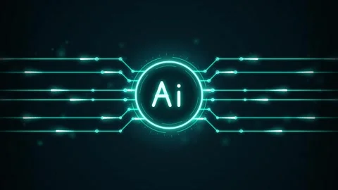 Artificial intelligence digital glowing logo animation on dark abstract bac.. Stock Footage 347995577