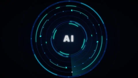 Artificial intelligence digital interface hud with scanning radar circles a.. Stock Footage 337558377