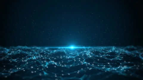 Artificial intelligence digital landscape flowing data flow waves circuit board Stock Footage 292918707