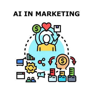Artificial intelligence in digital marketing strategy development Stock Illustration