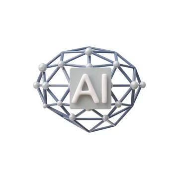 Artificial intelligence digital neural network, 3D vector illustration icon. 스톡 일러스트