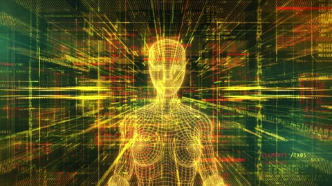 Artificial intelligence in the digital space of computer programming. Stock Footage 277518256