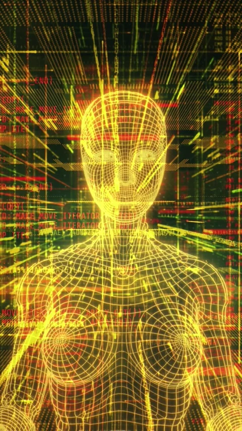 Artificial intelligence in the digital space of computer programming. Stock Footage 325324453