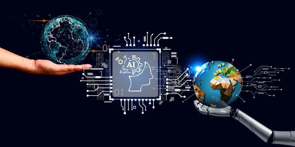 Artificial intelligence digital technology development business communicati.. Stock Illustration