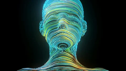 Artificial Intelligence Digital Technology Human Mind Face Fiction Animation Stock Footage 123090895