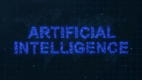 Artificial intelligence digital text displayed on dark background Stock Footage 327576931