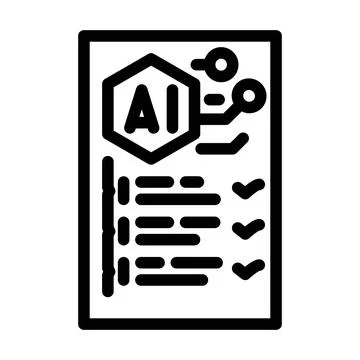 Artificial intelligence document reviewing checklist process icon Stock Illustration