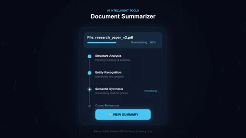 Artificial Intelligence Document Summarizer Interface Video stock 346739328