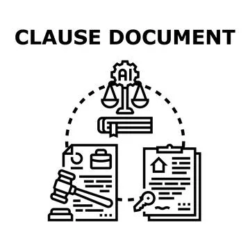 Artificial intelligence drafting legal clause document concept Illustrazione stock