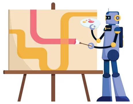 Artificial Intelligence Drawing on White Stockillustratie