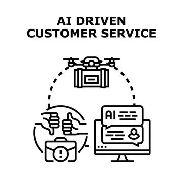 Artificial intelligence driving customer service and delivery solutions Stock Illustration