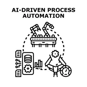Artificial intelligence driving industrial process automation concept Stock Illustration