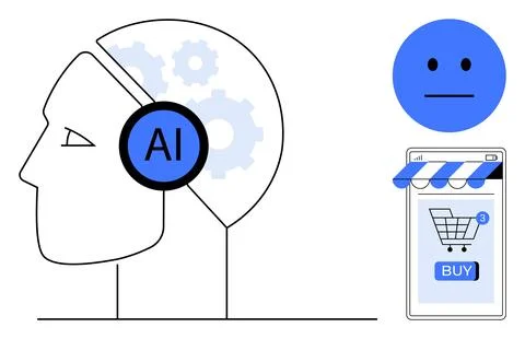 Artificial Intelligence in E-commerce and Customer Experience 스톡 일러스트