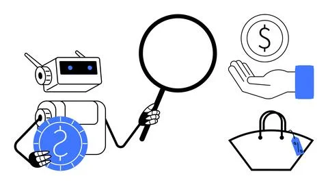Artificial intelligence, e-commerce, financial analysis, automation, online s Stock Illustration