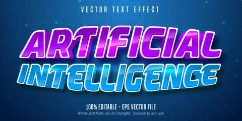 Artificial intelligence editable text effect Stock Illustration