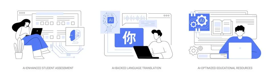 Artificial Intelligence in Education abstract concept vector illustrations. Stock Illustration