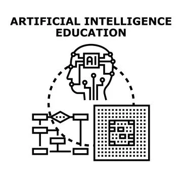 Artificial intelligence education and machine learning concept イラスト素材