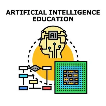 Artificial intelligence education and machine learning concept Illustrazione stock