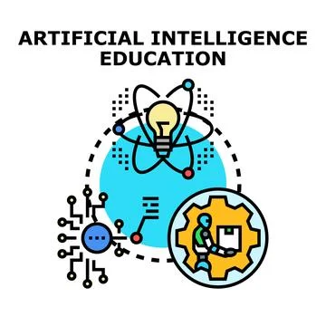 Artificial intelligence education concept developing future technology skills Stock Illustration