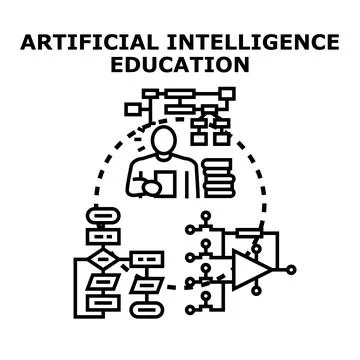 Artificial intelligence education learning development training vector 스톡 일러스트