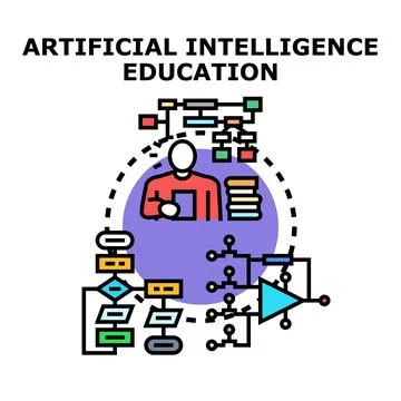 Artificial intelligence education learning development training vector Stockillustratie