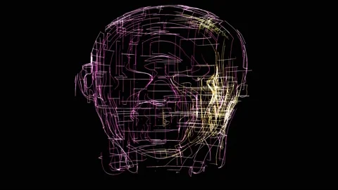 Artificial Intelligence Electric Circuits 3DHead Part03 Stock Footage 212918438