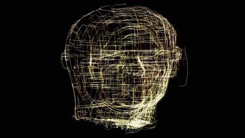 Artificial Intelligence Electric Circuits 3DHead Part01 Stock Footage 212918517