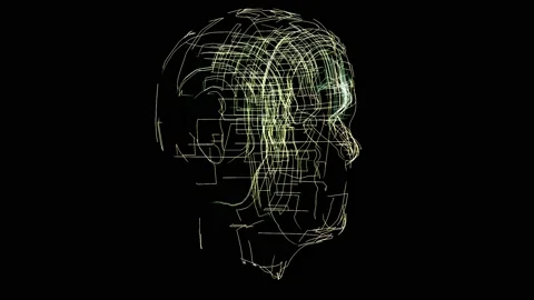 Artificial Intelligence Electric Circuits 3DHead Part05 Stock Footage 212918542