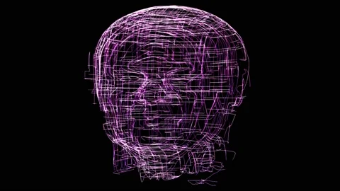 Artificial Intelligence Electric Circuits 3DHead Part04 Stock Footage 212918556