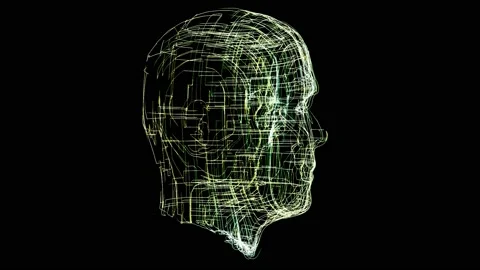 Artificial Intelligence Electric Circuits 3DHead Part06 Stock Footage 212918700