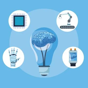 Artificial intelligence elements Illustrazione stock