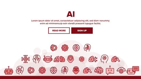 Artificial Intelligence Elements Vector Icons Set Stockillustratie