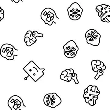 Artificial Intelligence Elements Vector Seamless Pattern Stock Illustration