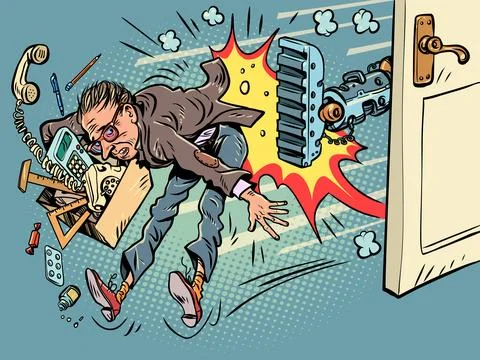 Artificial intelligence is eliminating jobs. Replacing human resources with AI Stock Illustration
