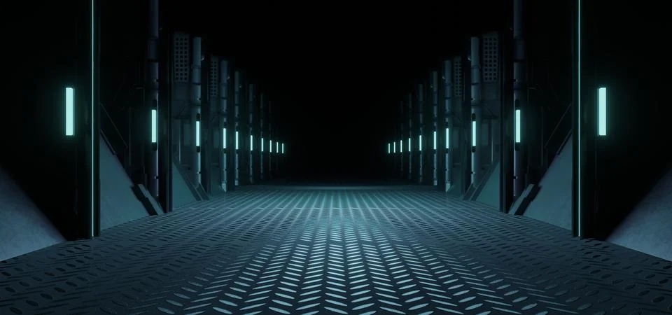 Artificial Intelligence Empty Hallway Corridor Room Garage Studio Dance Glowi 스톡 사진
