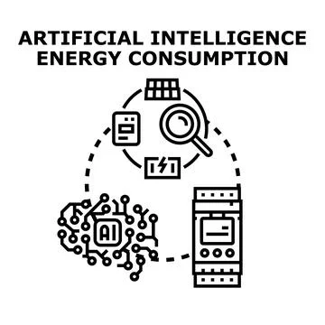 Artificial intelligence energy consumption concept vector illustration イラスト素材