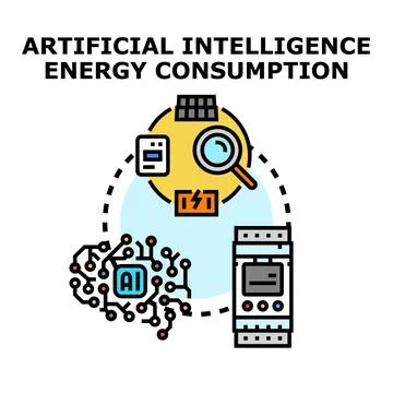 Artificial intelligence energy consumption concept vector illustration Stock-Illustration