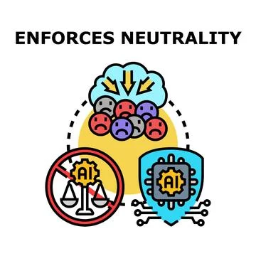 Artificial intelligence enforcing neutrality and preventing bias Stock Illustration