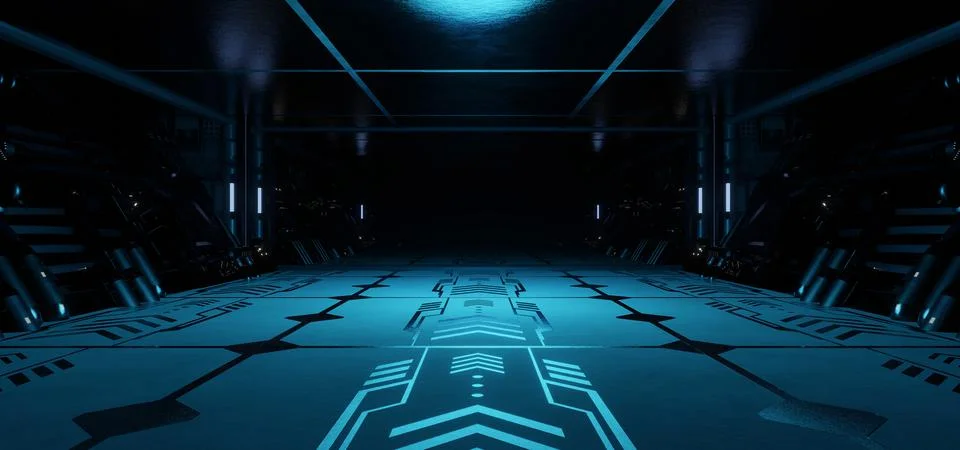 Artificial Intelligence Engine Room Laboratory Awesome Dark Blue Colors Moder 库存插图