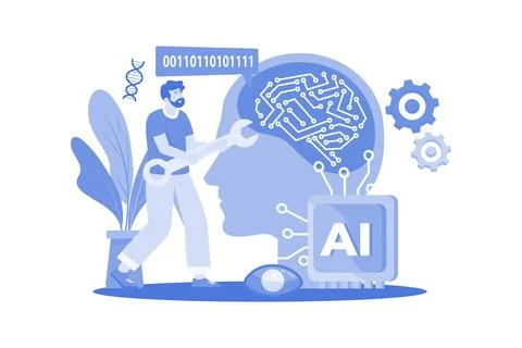 Artificial Intelligence Engineer Illustration concept on a white background Stock Illustration