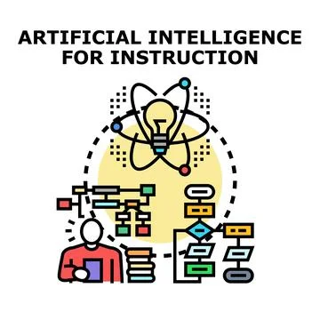 Artificial intelligence enhancing learning and education Stock Illustration