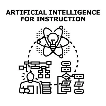 Artificial intelligence enhancing learning and education Stock Illustration