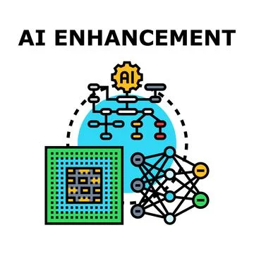 Artificial intelligence enhancing systems and machine learning concept 스톡 일러스트