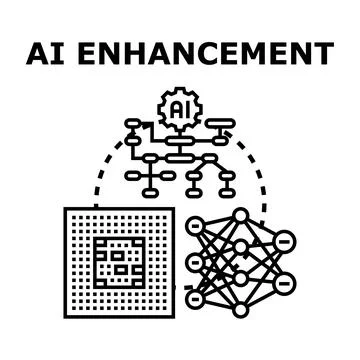 Artificial intelligence enhancing systems and machine learning concept イラスト素材