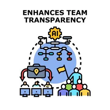 Artificial intelligence enhancing team transparency and efficient collaborati Stock Illustration