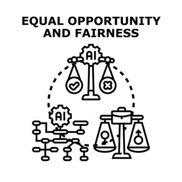 Artificial intelligence ensuring equal opportunity and fairness concept Stock Illustration