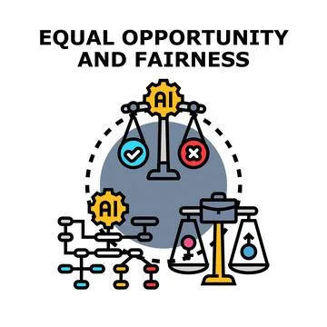 Artificial intelligence ensuring equal opportunity and fairness concept Illustrazione stock